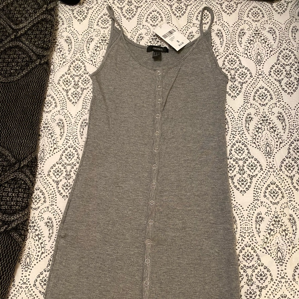 Gray button up bodycon dress (S)